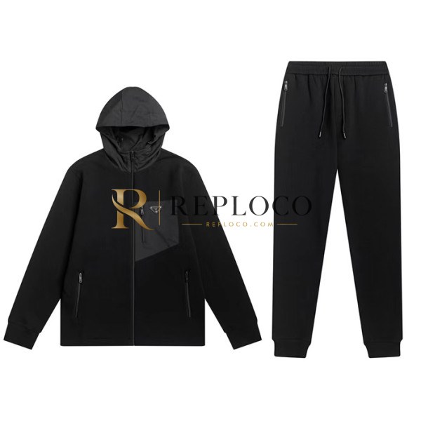 ✨[프라다]Prada 2023 Mens Casual Logo Cotton Training Clothes&Pants - 프라다 2023 남성 캐쥬얼 로고 코튼 트레이닝복&팬츠 Pra01205x.Size(m - 2xl).블랙