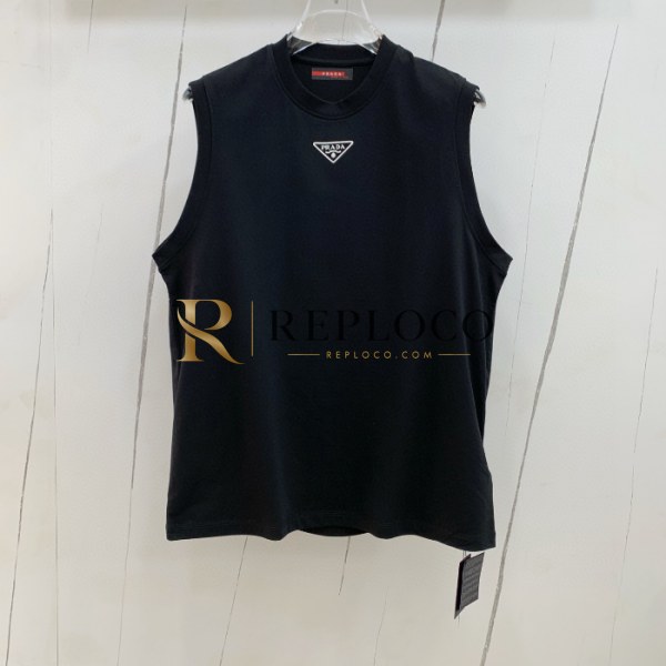 ✨Prada Mens Basic Logo Short Sleeved Tshirts Black - 프라다 2025 남성 베이직 로고 나시 Pra02300x Size(s - 2xl) 블랙