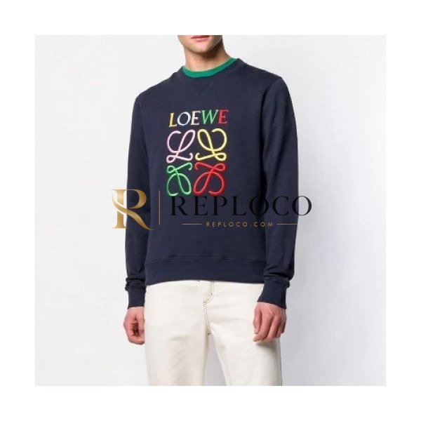 ✨[로에베]Loewe 2020 Mens Logo Crew-neck Cotton Tshirts - 로에베 2020 남성 로고 크루넥 코튼 긴팔티 Loe0150x.Size(m - 2xl).블루