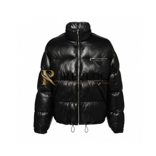 ✨Prada 2019 Mens Logo Casual Duck Down Leather Padding - 프라다 2019 남성 로고 캐쥬얼 덕다운 가죽 패딩 Pra0826x.Size(m - 3xl).블랙