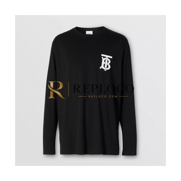 ✨Burberry 2020 Mm/Wm Logo Casual Cotton Tshirts - 버버리 2020 남자 로고 캐쥬얼 코튼 긴팔티 Bur02109x.Size(s - xl).블랙