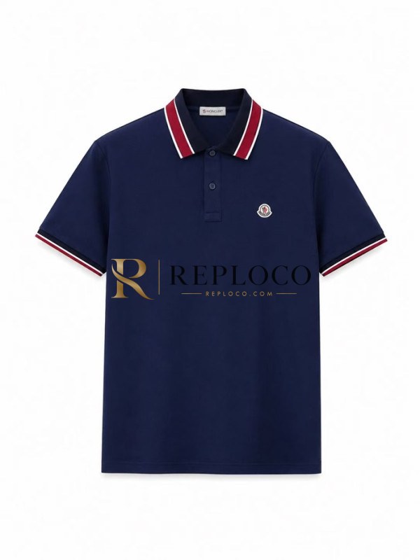 ✨Mocler Mens Polo Patch Logo Cotton Short Sleeved T-shirt - 몽클레어 남성 신상 폴로 패치 로고 반팔티 Moc0441x