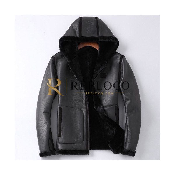 ✨Loewe 2019 Mens Logo Casual Mink Leather Jacket - 로에베 2019 남성 로고 캐쥬얼 밍크 가죽 자켓 Loe0114x.Size(m - 3xl).블랙