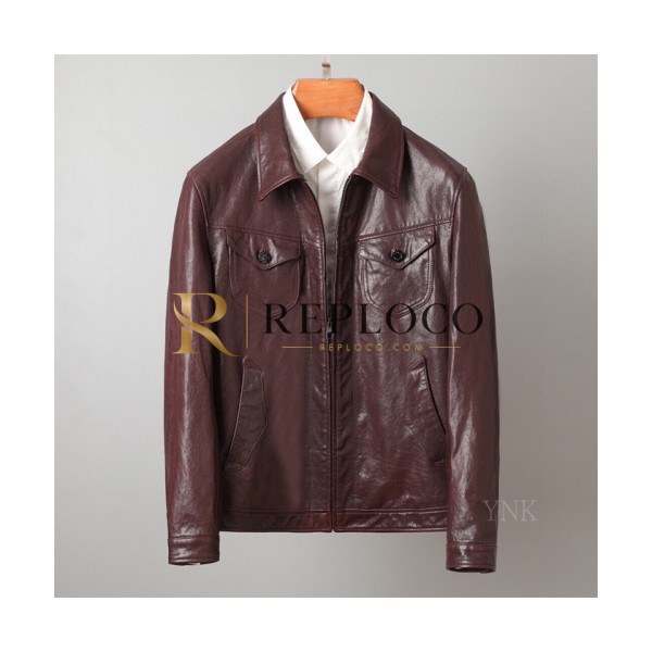 ✨[루이비통]Louis vuitton 2020 Mens Logo Leather Jackets - 루이비통 2020 남성 로고 가죽 자켓 Lou02412x.Size(m - 3xl).버건디