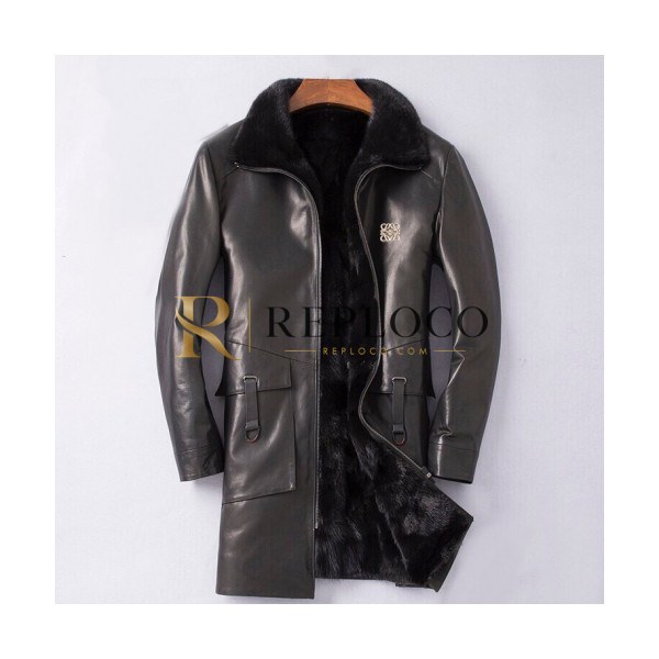 ✨Loewe 2019 Mens Causal Mink Leather Jacket - 로에베 2019 남성 캐쥬얼 밍크 가죽 자켓 Loe0108x.Size(m - 3xl).블랙