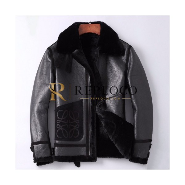 ✨Loewe 2019 Mens Logo Casual Leather Jacket - 로에베 2019 남성 로고 캐쥬얼 가죽 자켓 Loe0104x.Size(m - 3xl).블랙