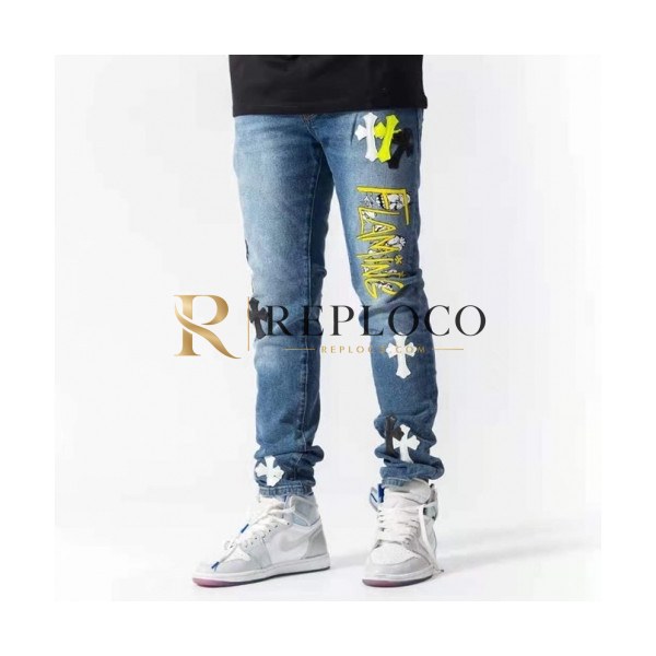 ✨[베스트]Chrom Hearts 2021 Mens Casual Denim Jeans Blue - 크롬하츠 20201남성 캐쥬얼 데님 청바지 Chr0339x Size(29 - 40) 블루