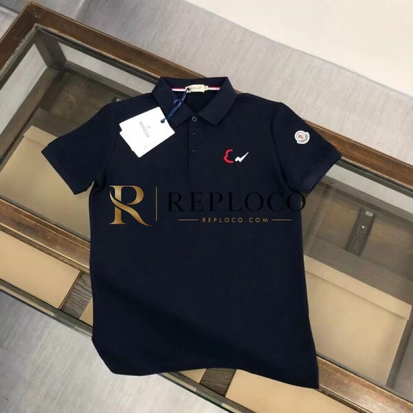✨[매장판]Moncler 2022 Mens Logo Cotton Short Sleeved Polo Tshirts - 몽클레어 2022 남성 로고 코튼 폴로 반팔티 Moc01544x.Size(s - 2xl).블랙