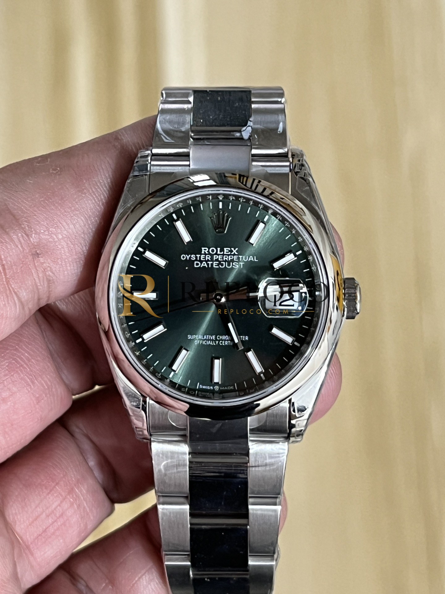VS 공장 롤렉스 데이트저스트 36mm 126200 선버스트 그린 다이얼 스무스 베젤 오이스터 브레이슬릿 1:1 슈퍼클론 DD3235 무브먼트