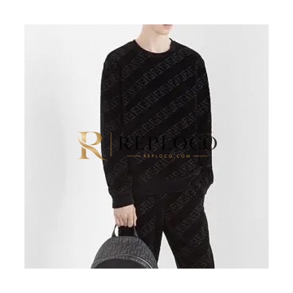 ✨Fendi Mens Logo Crew-neck Cotton Tshirts Black - 펜디 2021 남성 몬스터 크루넥 코튼 긴팔티 Fen01120x Size(m - 2xl) 블랙
