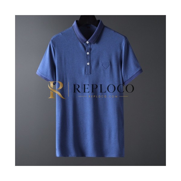 ✨[프라다]Prada 2020 Mens Basic Logo Cotton Short Sleeved Polo Tshirts - 프라다 2020 남성 베이직 로고 코튼 폴로 반팔티 Pra01098x.Size(m - 4xl).블루