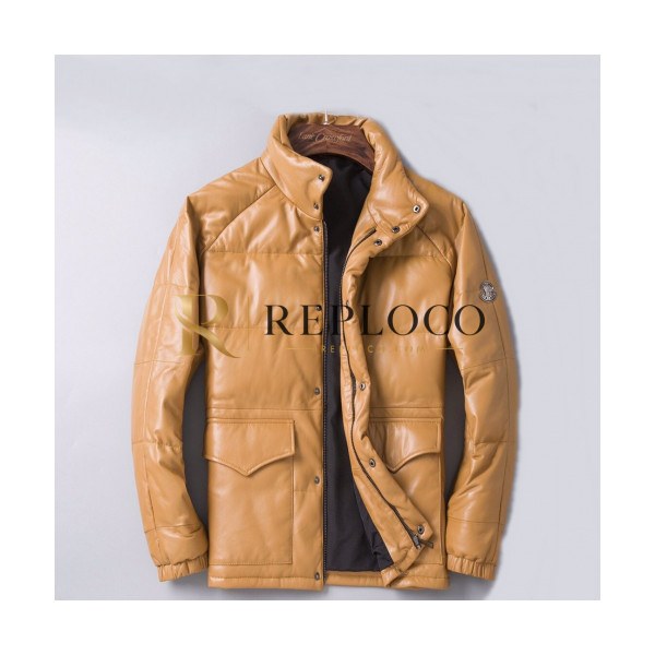 ✨Moncler 2019 Mens Logo Casual Duck Down Leather Jacket - 몽클레어 2019 남성 로고 캐쥬얼 오리털 가죽 자켓 Moc0906x,Size(m - 3xl).카멜