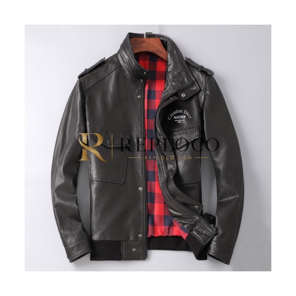✨Christian Dior 2019 Mens Logo Modern Leather Jacket - 크리스챤 디올 2019 남성 모던 가죽 자켓 Dio0381x.Size(m - 3xl).블랙