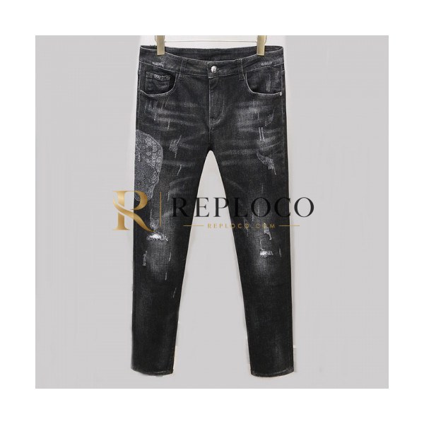 ✨Philipp Plein Mens Logo Casual Denim Jeans - 필립플레인 2020 남성 로고 캐쥬얼 데님 청바지 Phi0135x.Size(30 - 38).블랙