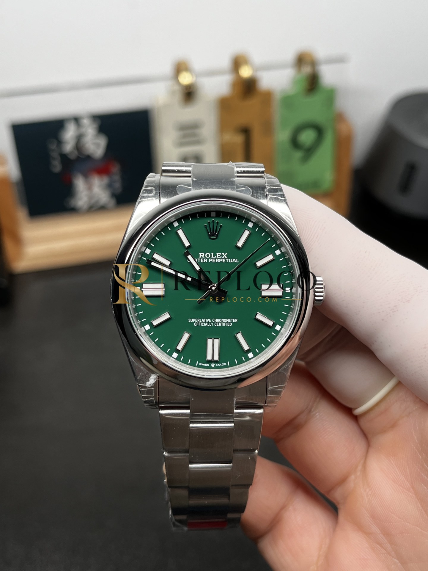 VS 공장 롤렉스 오이스터 퍼페츄얼 41mm 124300 롤렉스 그린 래커 다이얼 스무스 베젤 오이스터 브레이슬릿 1:1 슈퍼클론 DD3230 무브먼트