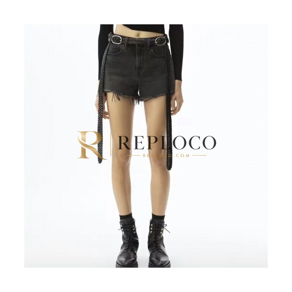 ✨[알렉산더왕]Alexander wang 2020 Womens Modern Denim Short Trousers - 알렉산더왕 2020 여성 모던 데님 반바지 Ale0105x.Size(25 - 28).블랙