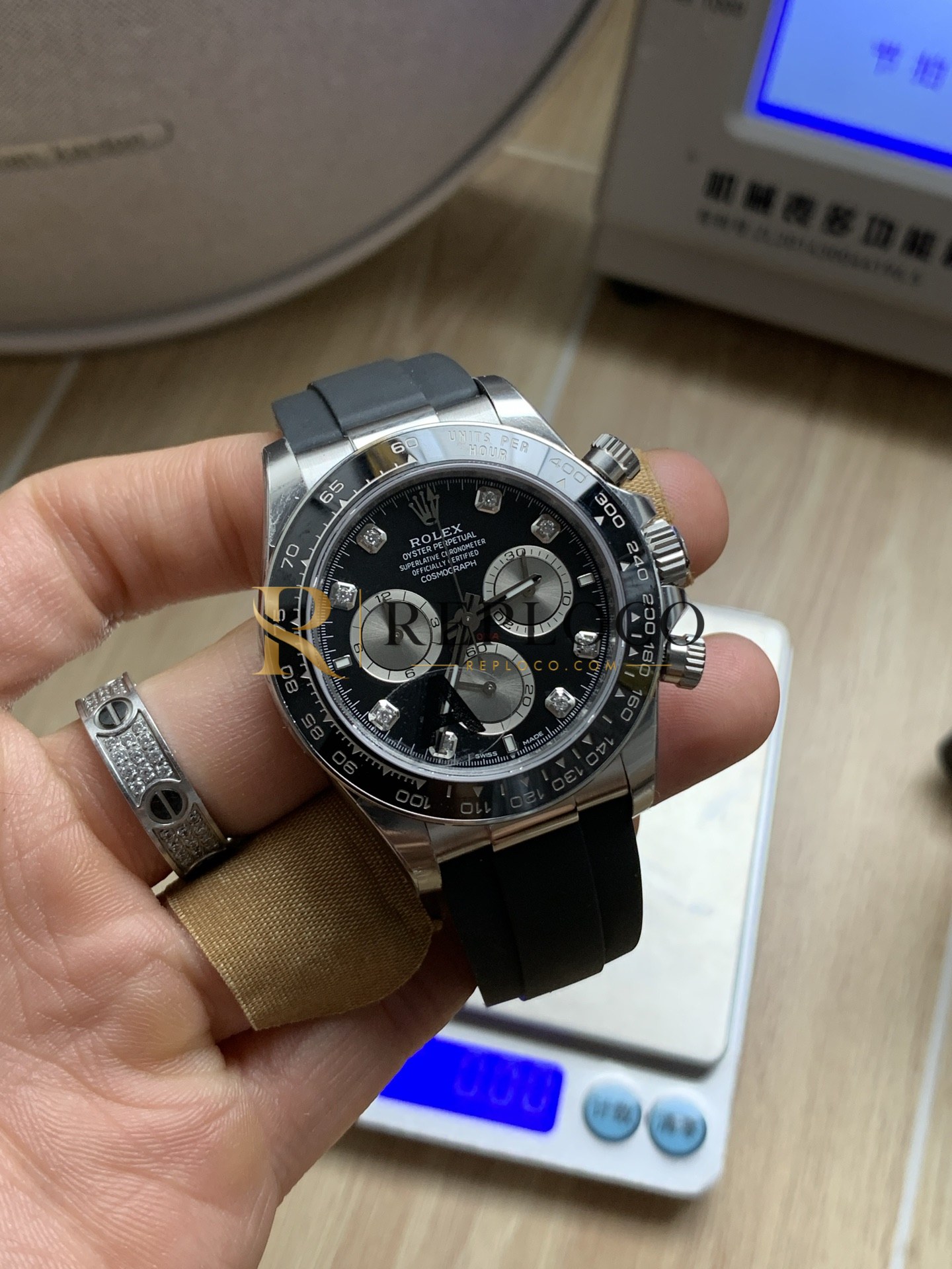VS 공장 롤렉스 코스모그래프 데이토나 40mm 126519LN 화이트 골드 고스트 다이아몬드 다이얼 러버 스트랩 1:1 슈퍼클론 DD4131 무브먼트 - 이미지 3