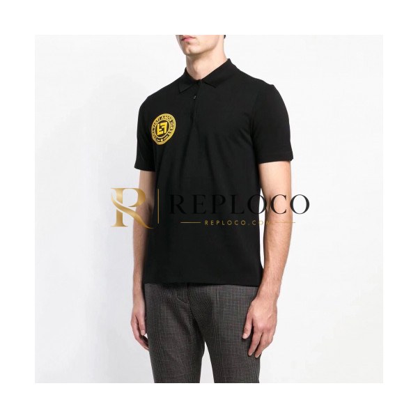 ✨Fendi 2019 Mens Logo Polo Cotton Short Sleeved Tshirt - 펜디 남성 로고 폴로 코튼 반팔티 Fen0268x.Size(m - 2xl).블랙