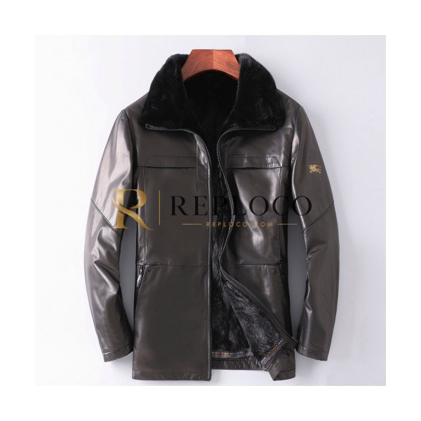 ✨Burberry 2019 Mens Casual Leather Jacket - 버버리 2019 남성 캐쥬얼 가죽 자켓 Bur01726x.Size(l - 4xl).블랙