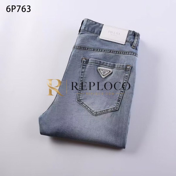 ✨[프라다]Prada 2024 Mens Logo Casual Denim Pants - 프라다 2024 남성 로고 캐쥬얼 데님 팬츠 Pra01081x.Size(30 - 38).블루