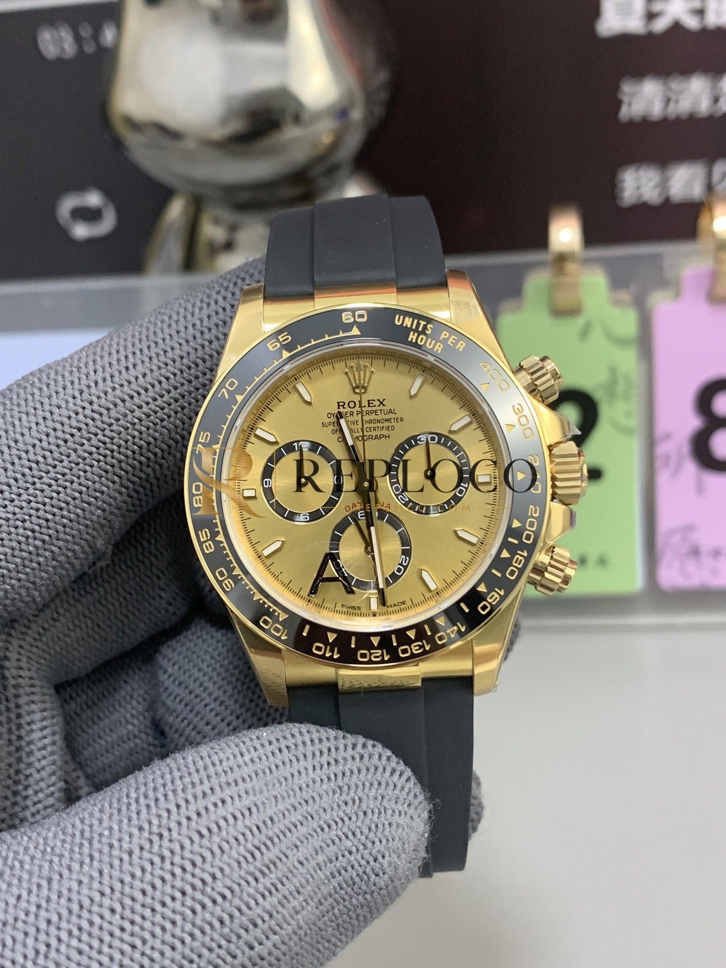 VS 공장 롤렉스 코스모그래프 데이토나이 40mm 126518LN 피카츄 샴페인 다이얼 옐로우 골드 러버 스트랩 1:1 슈퍼클론 DD4131 무브먼트