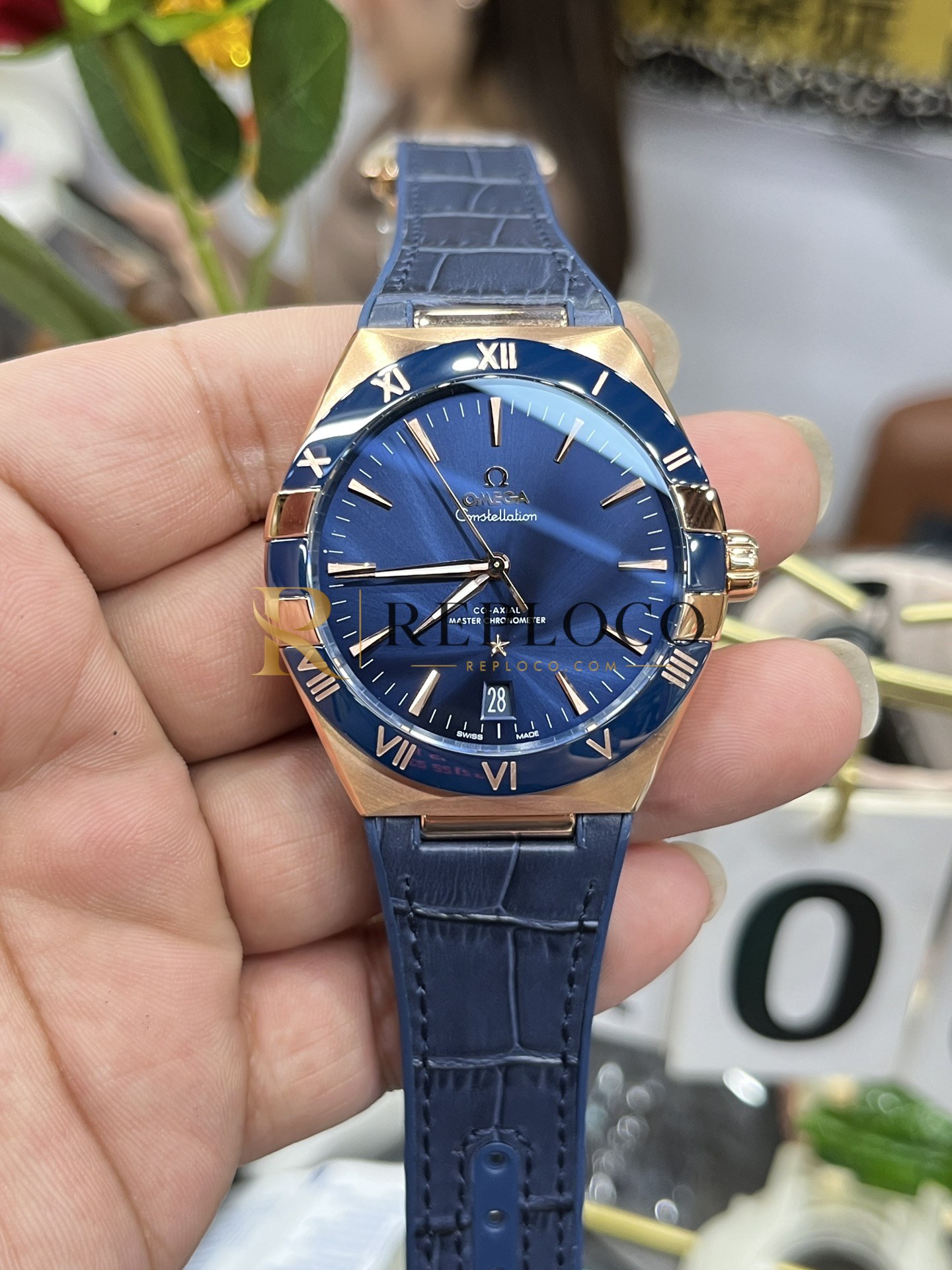 VS 공장 오메가 컨스텔레이션 41mm 18K 세드나 골드 블루 세라믹 베젤 (131.63.41.21.03.001) 1:1 슈퍼클론 단동 DD8900 무브먼트