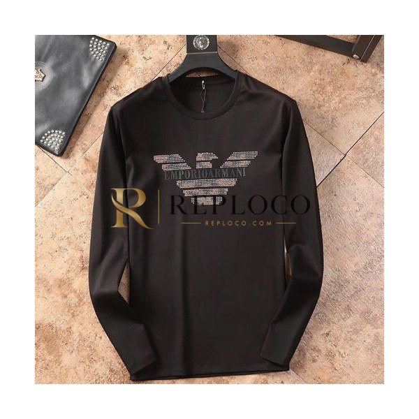 ✨Armani 2019 Mens Cotton T-shirt - 알마니 2019 남성 코튼 긴팔티셔츠 ARMTS0049.Size(M - 3XL),블랙/네이비/화이트