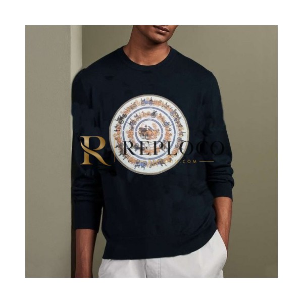 ✨[에르메스]Hermes 2020 Mens Crew-neck Casual Cotton Tshirts- 에르메스 2020 남성 크루넥 캐쥬얼 코튼 기모 긴팔티 Her0534x.Size(m - 3xl).블랙