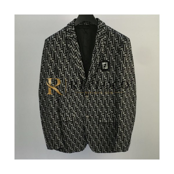 ✨Fendi 2019 Mens Logo Cotton Suit Jacket - 펜디 2019 남성 로고 코튼 슈트자켓 Fen0292x.Size(m - 3xl).블랙