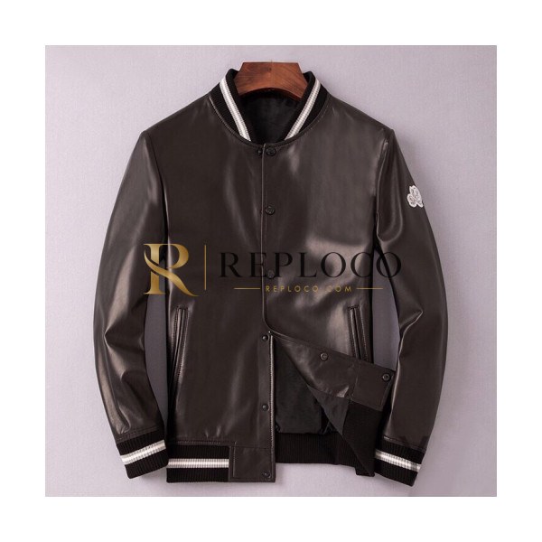 ✨Moncler 2019 Mens Patch Logo Modern Leather Jacket - 몽클레어 2019 남성 패치 로고 모던 가죽 자켓 Moc01068x.Size(l - 4xl).블랙
