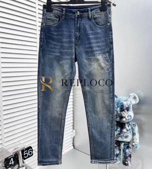 ✨Loewe 2024 Mens Logo Denim Jeans - 로에베 2024 남성 로고 데님 청바지 Loe0404x.Size(29 - 38).블루