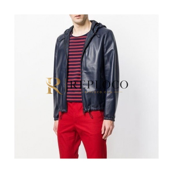 ✨Prada 2019 Mens Logo Casual Leather Jacket - 프라다 2019 남성 로고 캐쥬얼 가죽 자켓 Pra0890x.Size(m - 3xl).2컬러(블루/블랙)