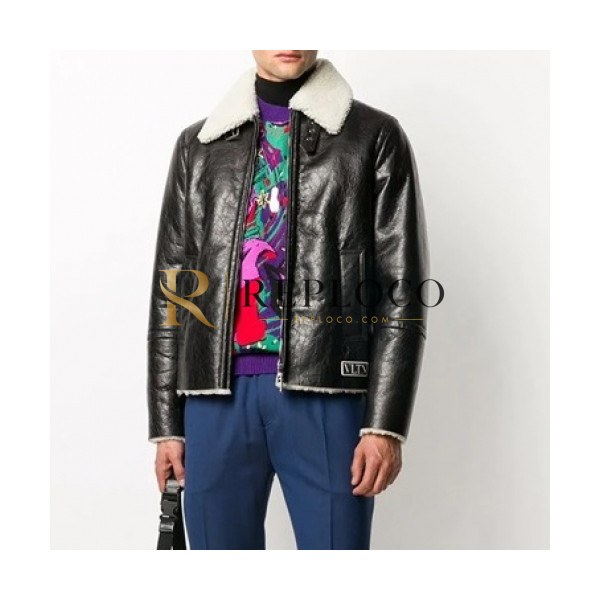 ✨Valentino Mens Leather Jacket - 발렌티노 남성 로고 캐쥬얼 가죽 자켓 - val443x