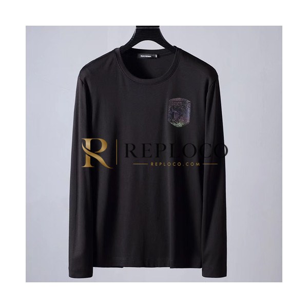 ✨Versace 2019 Mens Cotton T-shirt - 베르사체 남성 코튼 긴팔티셔츠 VERTS0034.Size(M- 4XL),블랙/네이비