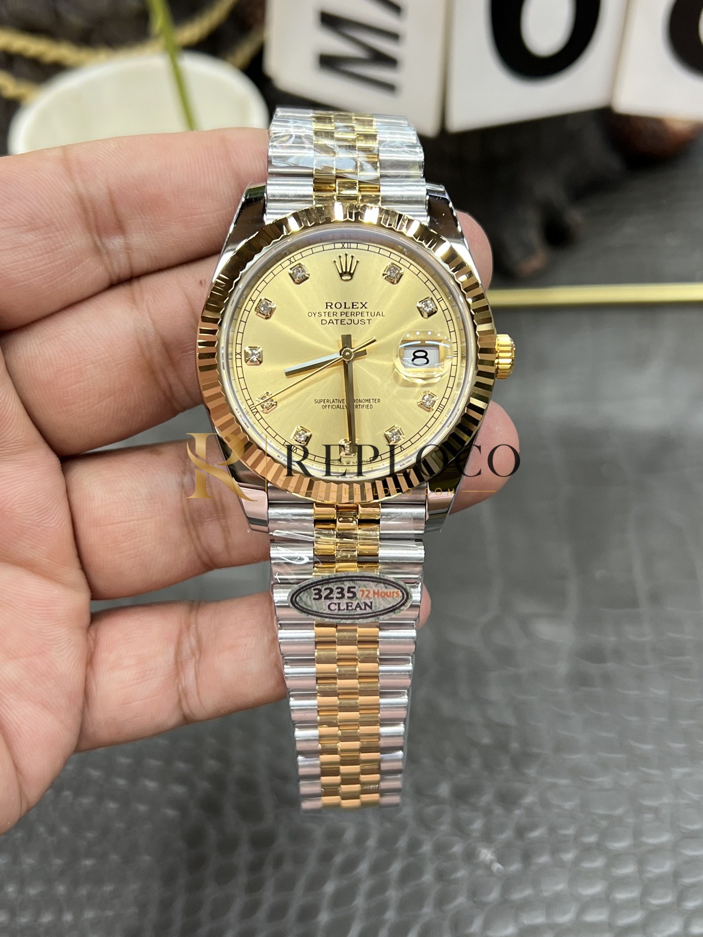 VS 공장 롤렉스 데이트저스트 41mm 126333 투톤 골드 샴페인 다이아몬드 다이얼 플루티드 베젤 쥬빌리 브레이슬릿 1:1 슈퍼클론 DD3235 무브먼트