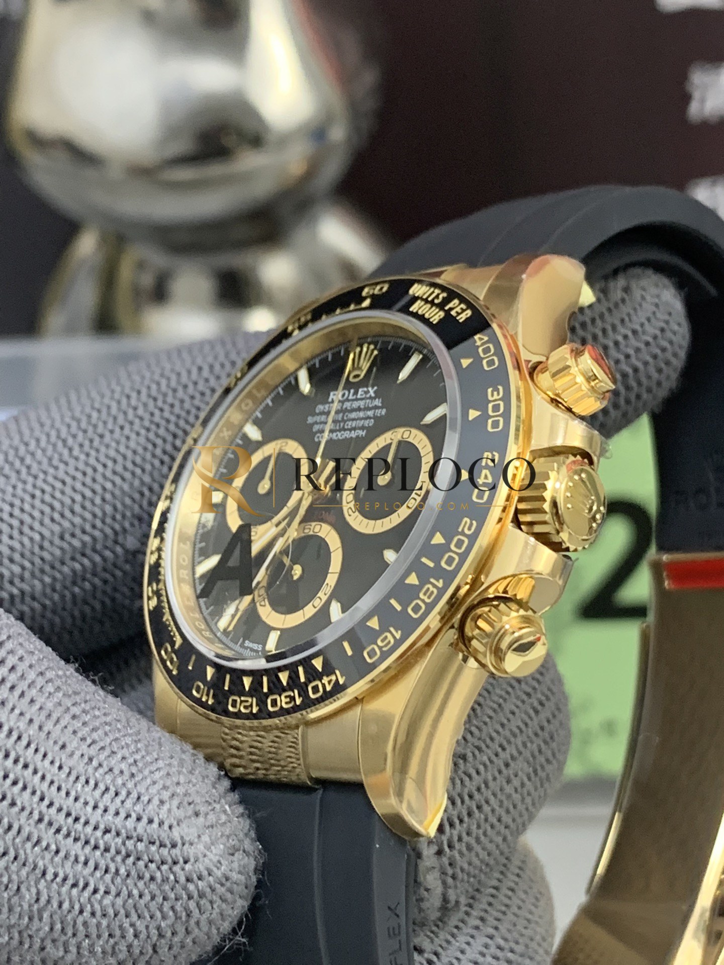 VS 공장 롤렉스 코스모그래프 데이토나 40mm 126518LN 블랙 판다 다이얼 옐로우 골드 러버 스트랩 1:1 슈퍼클론 DD4131 무브먼트 - 이미지 5