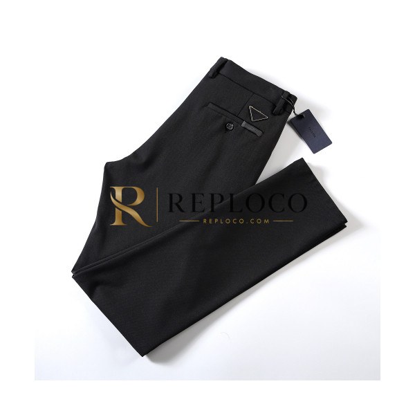 ✨Prada 2019 Mens Logo Cotton Suit Pants - 프라다 2019 남성 로고 코튼 슬랙스 Pra0724x.Size(30 - 38).블랙