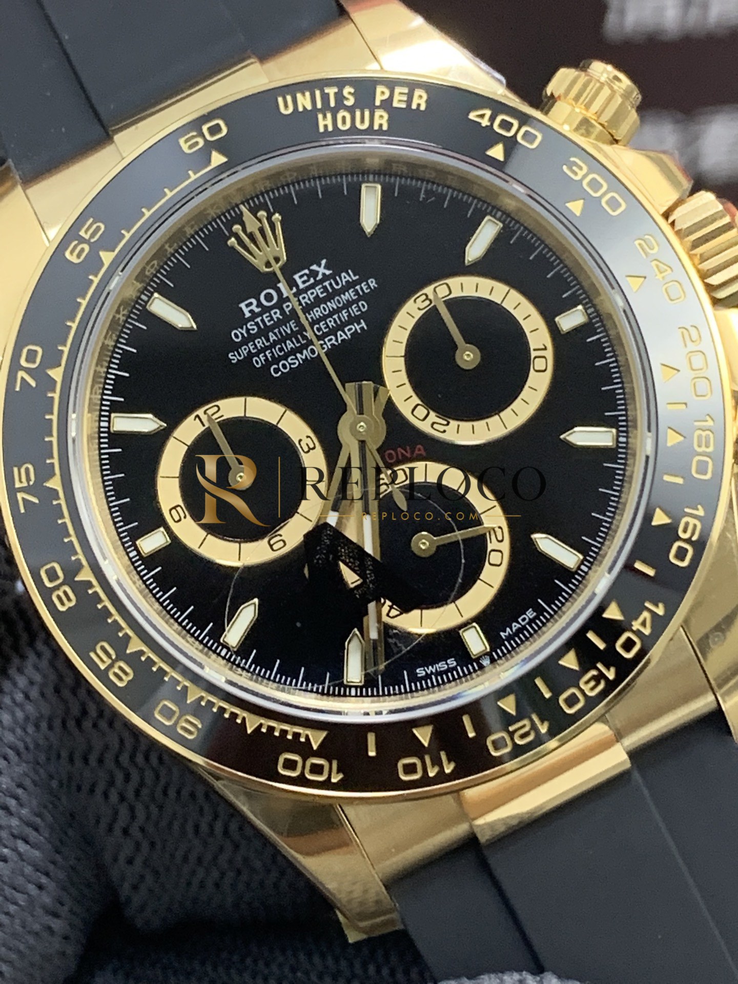 VS 공장 롤렉스 코스모그래프 데이토나 40mm 126518LN 블랙 판다 다이얼 옐로우 골드 러버 스트랩 1:1 슈퍼클론 DD4131 무브먼트 - 이미지 4