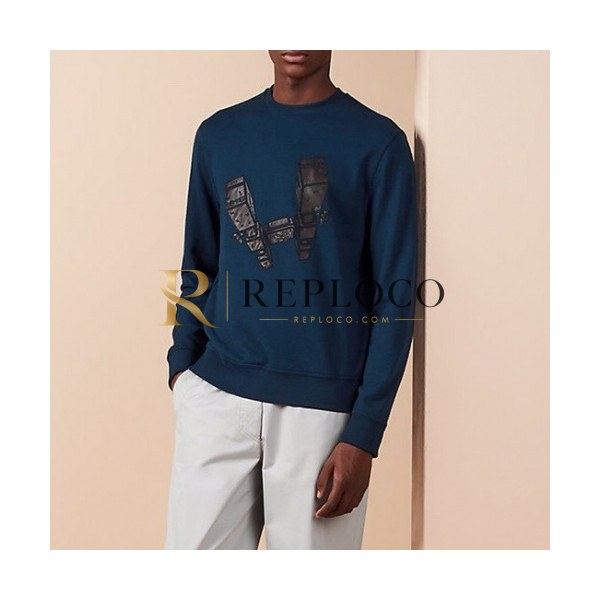 ✨Hermes 2020 Mens Crew-neck Casual Cotton Tshirts- 에르메스 2020 남성 크루넥 캐쥬얼 코튼 기모 긴팔티 Her0515x.Size(m - 2xl).그린