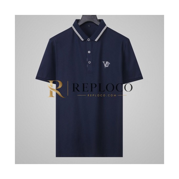 ✨[베르사체]Versace 2020 Mens Logo Silket Short Sleeved Polo Tshirts - 베르사체 2020 남성 메두사 실켓 폴로 반팔티 Ver0572x.Size(l - 4xl).네이비