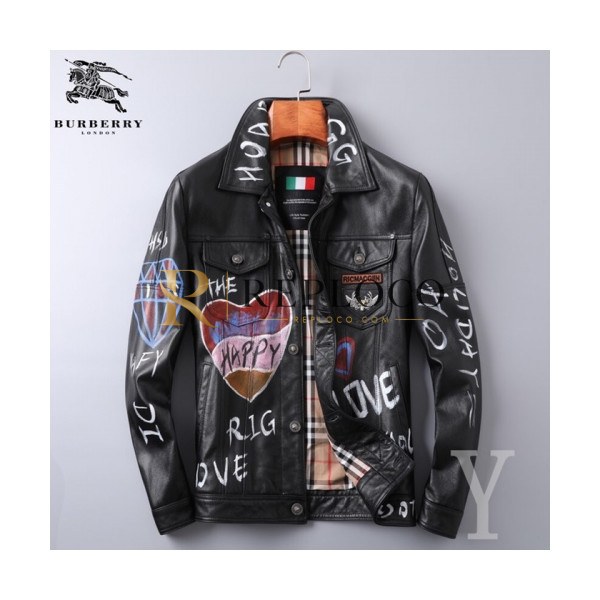 ✨[버버리]Burberry 2020 Mens Casual Leather Jackets - 버버리 2020 남성 캐쥬얼 가죽 자켓 Bur03103x.Size(m - 3xl).블랙