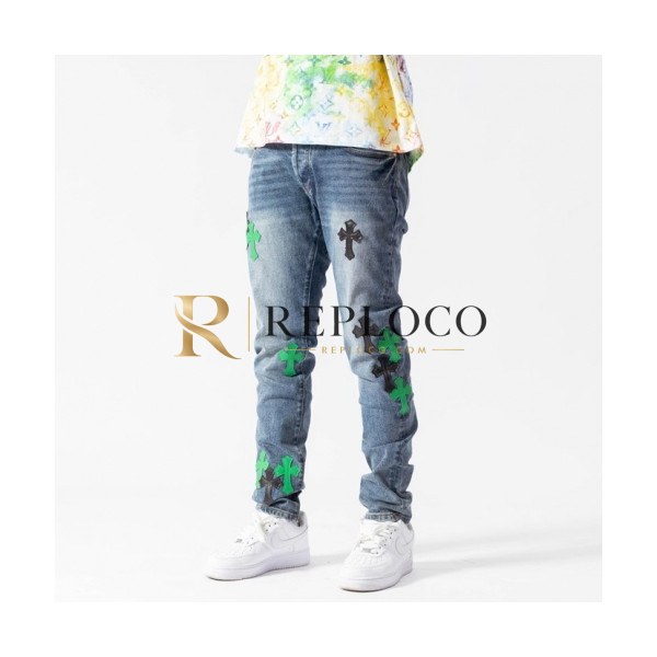 ✨Chrom Hearts Mens Casual Denim Jeans Blue - 크롬하츠 20201남성 캐쥬얼 데님 청바지 Chr0373x Size(29 - 38) 블루