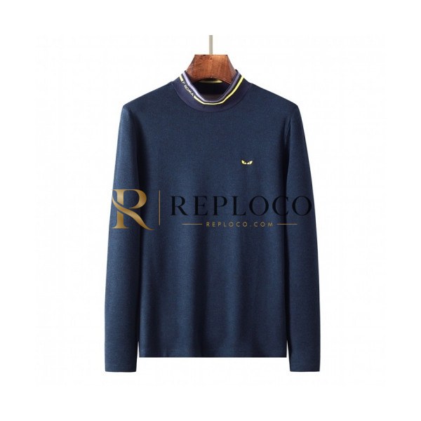 ✨Fendi Mens Logo Crew-neck Cotton Tshirts Navy - 펜디 2021 남성 몬스터 크루넥 코튼 긴팔티 Fen01080x Size(m - 3xl) 네이비