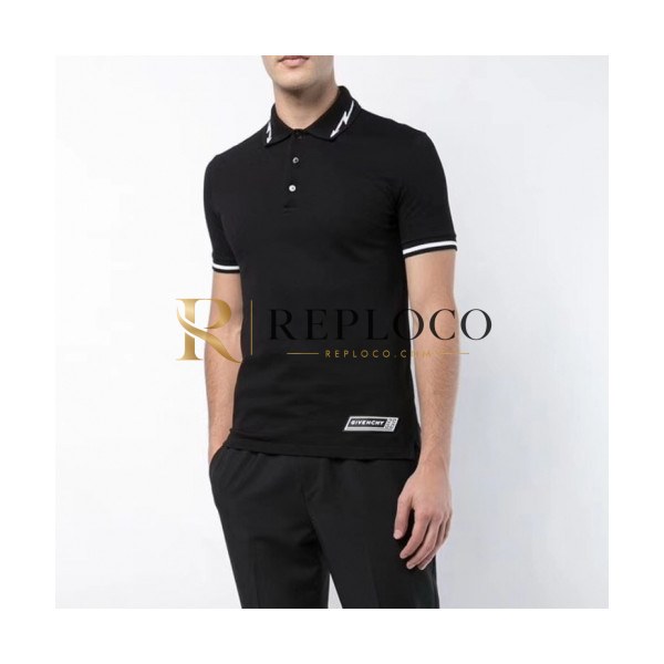 ✨Givenchy 2019 Mens Logo Polo Cotton Short Sleeved Tshirt - 지방시 남성 로고 폴로 코튼 반팔티 Giv0132x.Size(m - 2xl).블랙