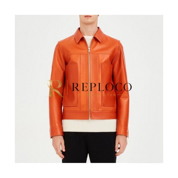 ✨Loewe 2019 Mens Causal Leather Jacket - 로에베 2019 남성 캐쥬얼 가죽 자켓 Loe0110x.Size(m - 3xl).오렌지