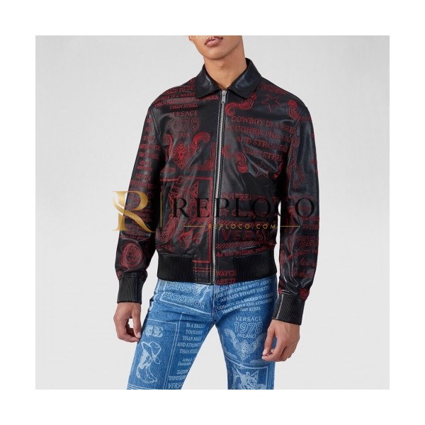 ✨[베르사체]Versace 2020 Logo Mens Casual Leather Jacket - 베르사체 2020 남성 캐쥬얼 가죽 자켓 Ver0706x.Size(m - 3xl).브라운