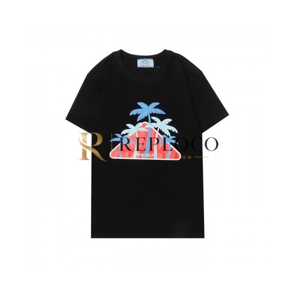 ✨Prada Mens Basic Logo Short Sleeved Tshirts Black - 프라다 2021 남성 베이직 로고 폴로 반팔티 Pra02262x Size(s - 2xl) 블랙