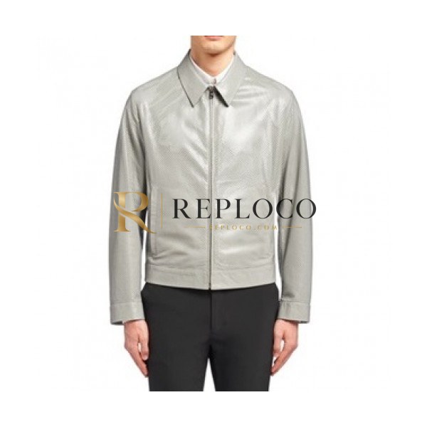 ✨Prada Mens Logo Casual Leather Jacket Gray - 프라다 2020 남성 로고 캐쥬얼 가죽 자켓 Pra04088x Size(m - 2xl) 그레이