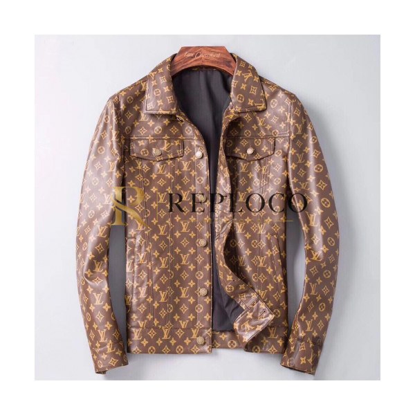✨Louis vuitton 2019 Mens Logo Leather Jacket - 루이비통 2019 남성 로고 가죽 자켓 Lou01356x.Size(l - 4xl).브라운