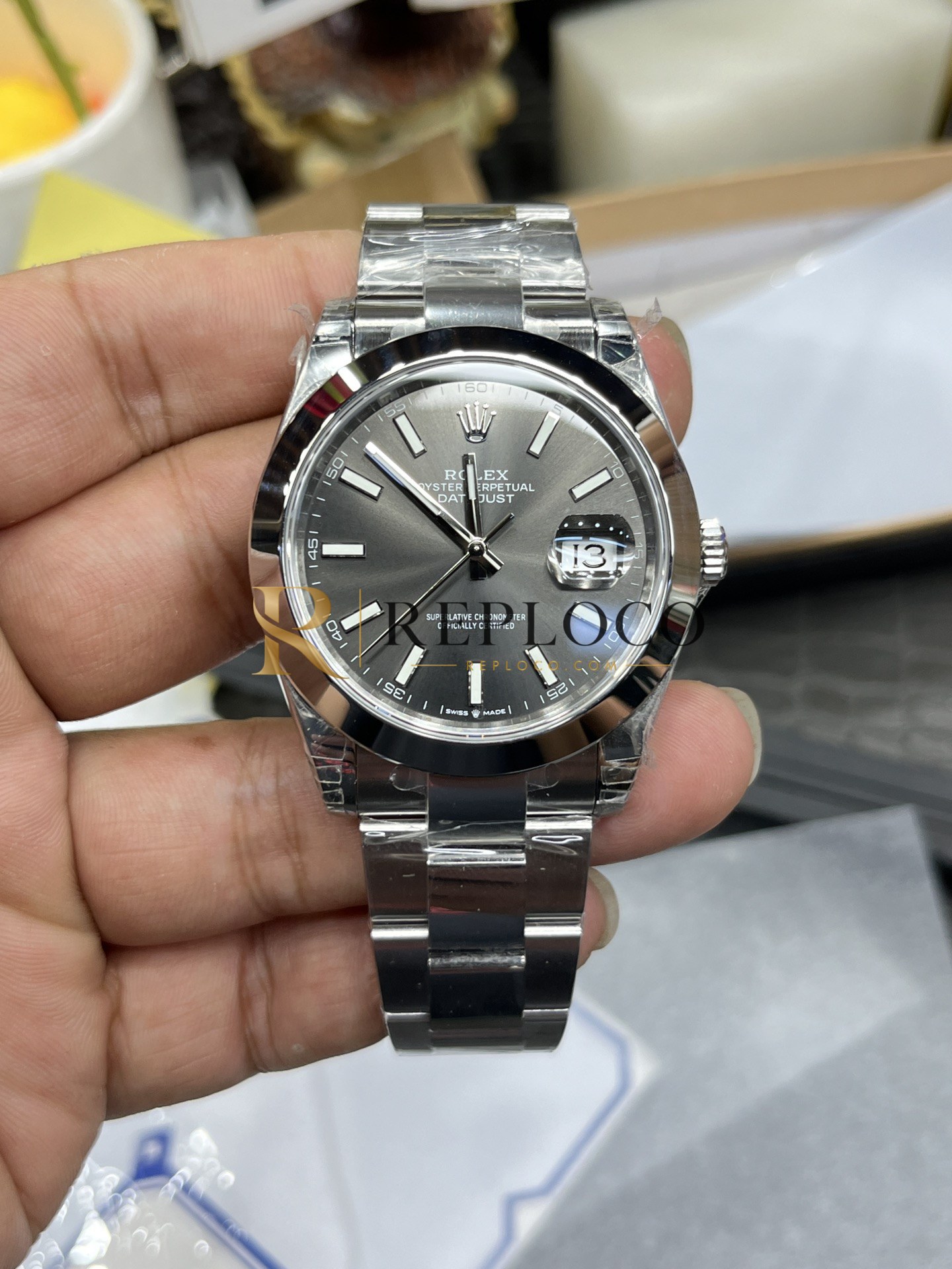 VS 공장 롤렉스 데이트저스트 41mm 126300 선버스트 슬레이트 그레이 다이얼 스무스 베젤 오이스터 브레이슬릿 1:1 슈퍼클론 DD3235 무브먼트